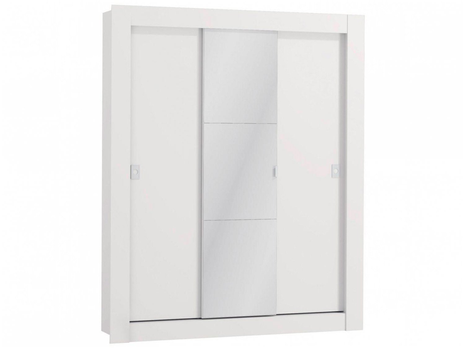 imagem de Guarda-roupa Casal - 170cm - 3 portas - 1 espelho - Branco ou nogueira - 1234886